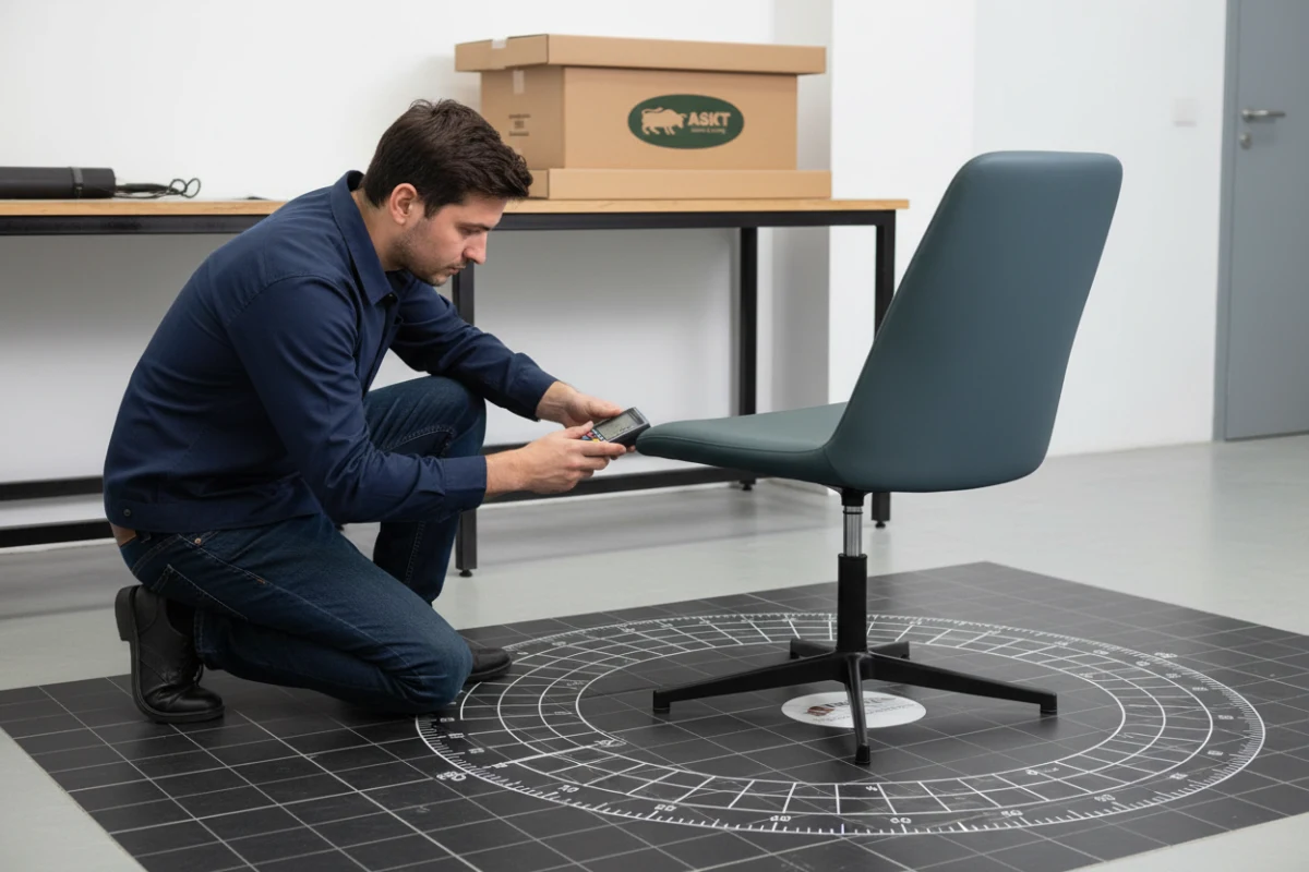 Measuring the centering tolerance and rotational angle during how to test auto return dining chair mechanism