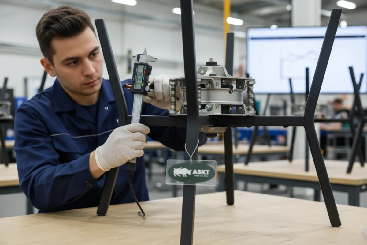 Draaimechanisme eetkamerstoel kwaliteitscontrole en toleranties