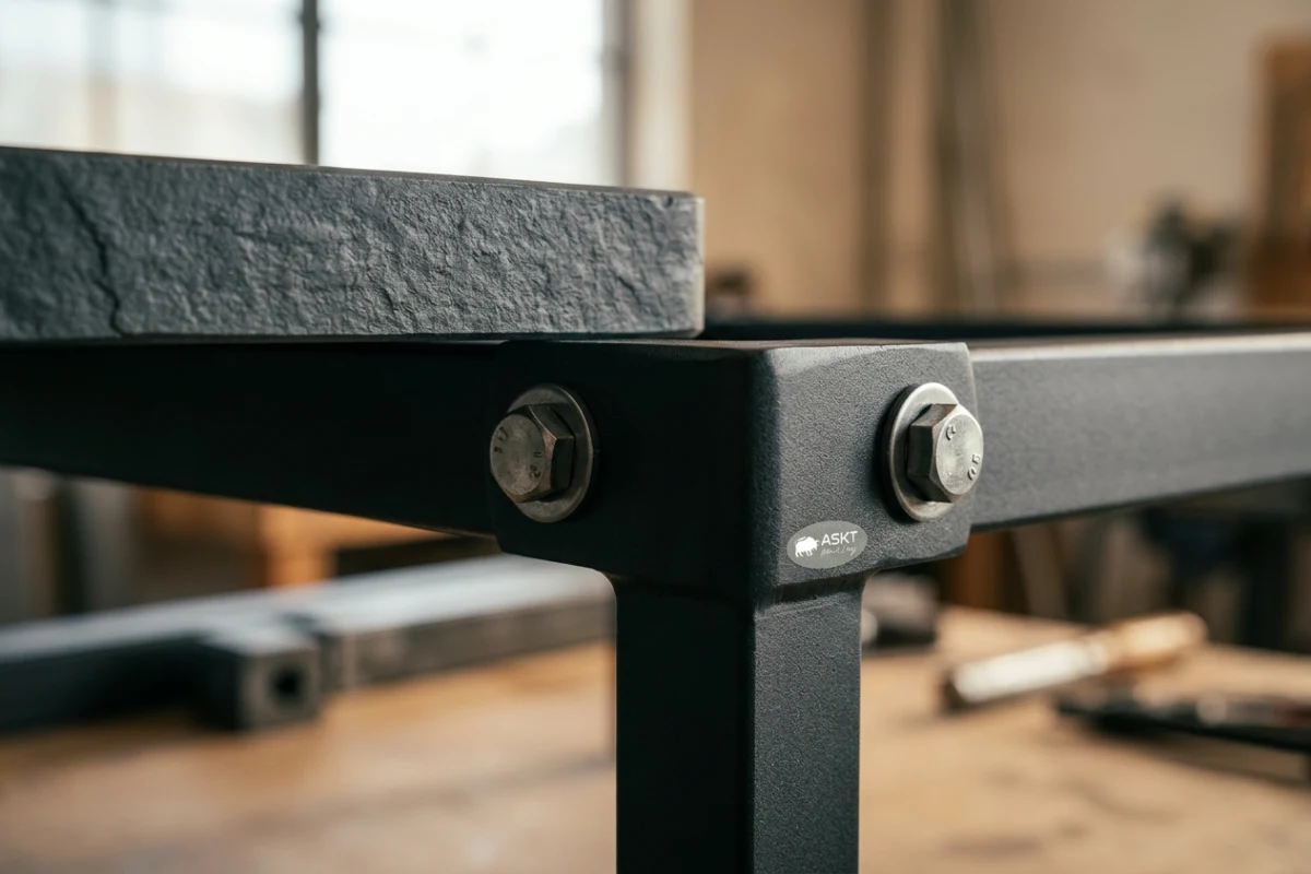 Maatwerk salontafels hospitality met gesinterde steen en metalen frame