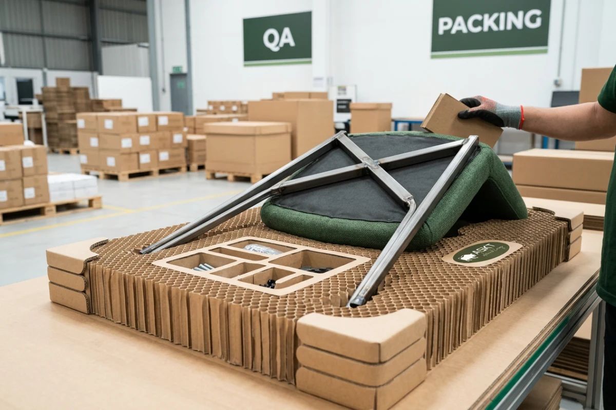Duurzame honingraatkarton verpakking voor KD eetkamerstoelen