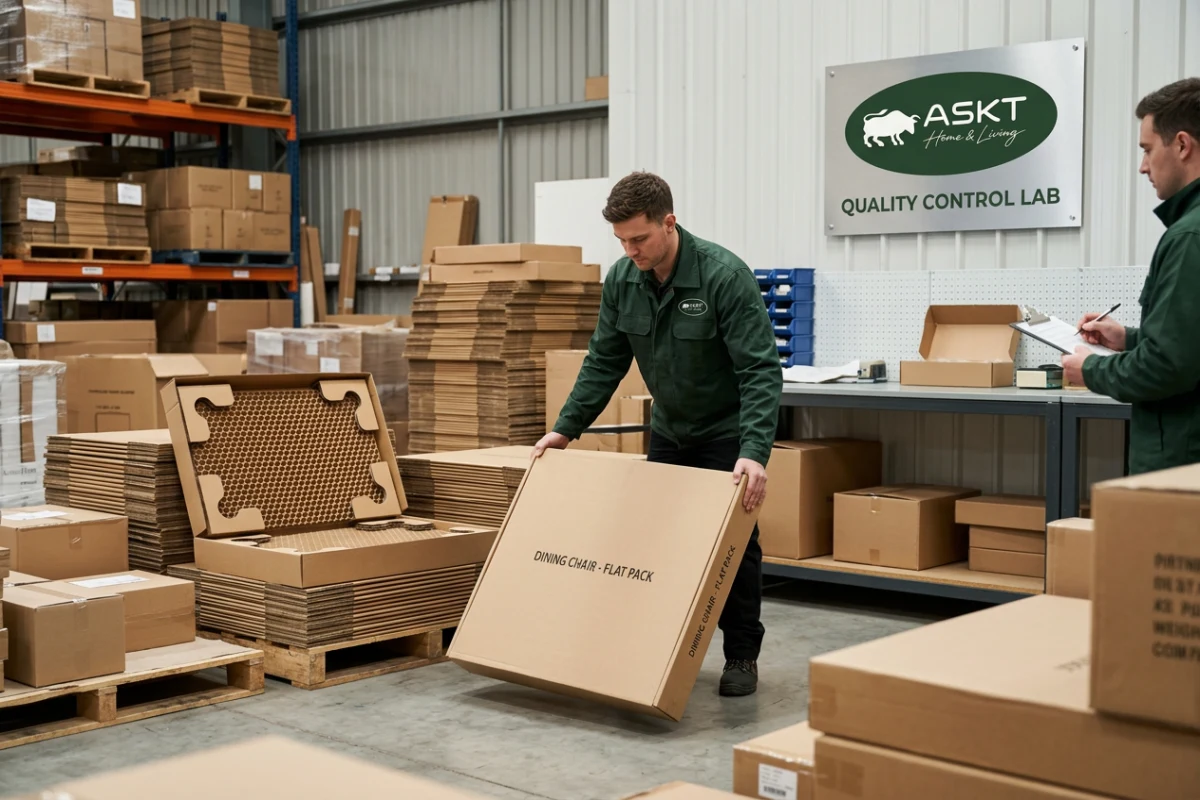 Export carton drop test and protective packaging for dining chairs