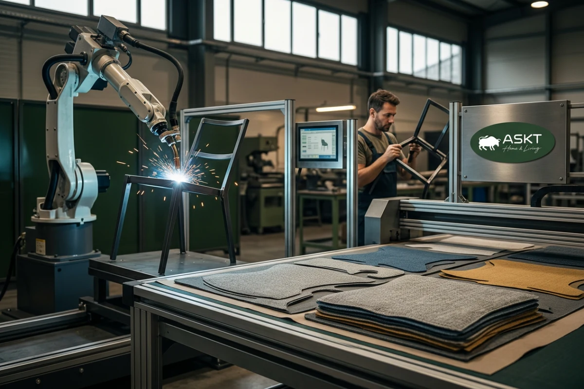 Automatisierte Fertigung von Metallrahmen und Zuschnitt für Esszimmerstühle