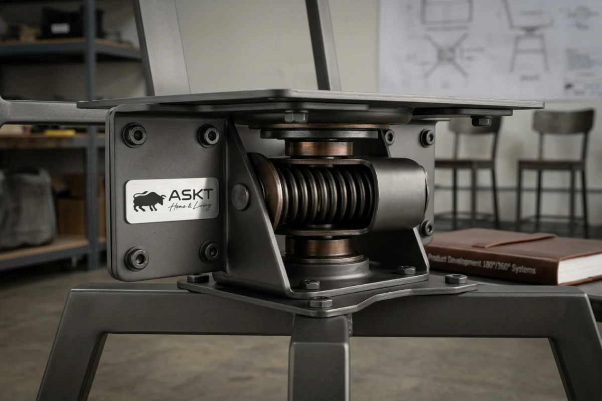 Auto-Return Drehmechanismus für Esszimmerstühle mit solider Stahlplatte und Rückholfeder