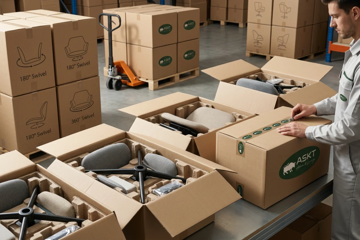 Conditionnement compact KD de chaises pivotantes pour le transport maritime