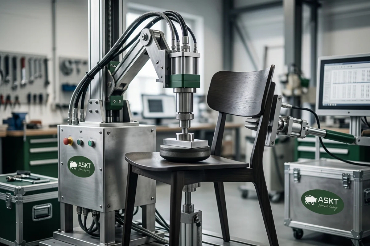 Kwaliteitscontrole en mechanische stabiliteitstest voor eetkamerstoelen
