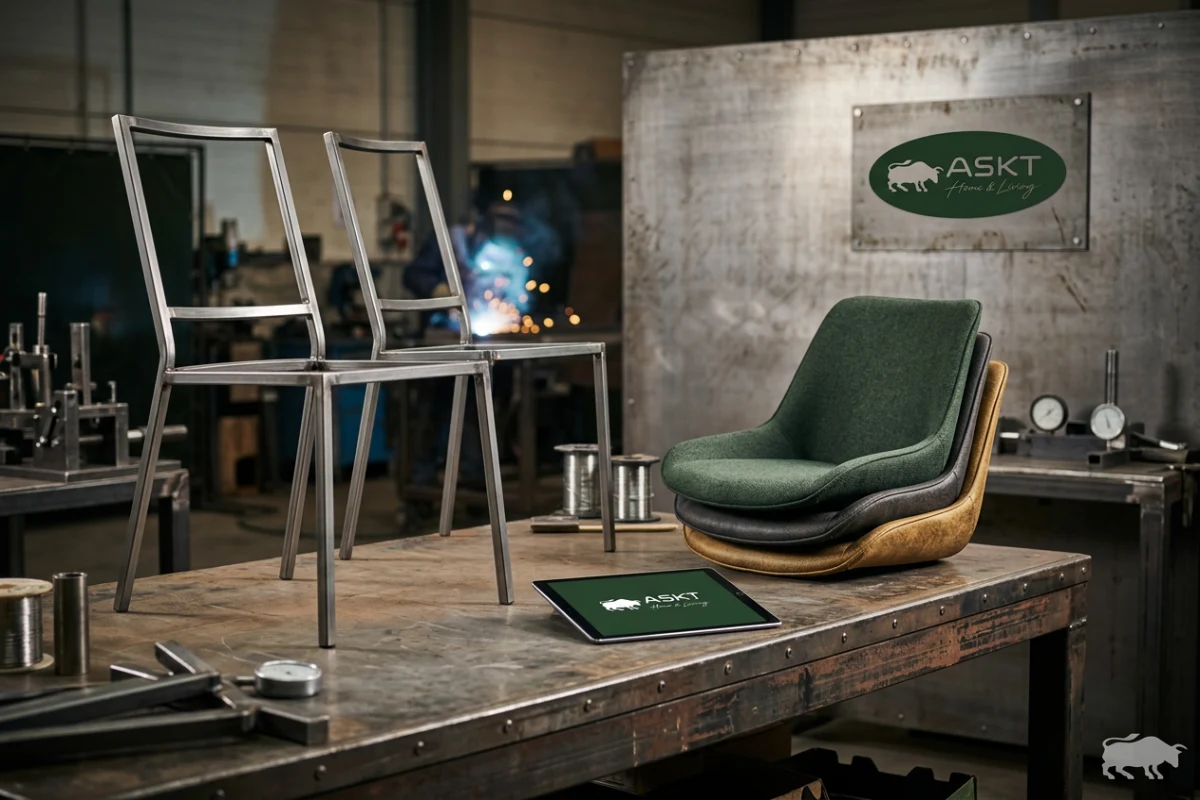 Fabrication de piètements métalliques avec revêtement par poudre pour chaises de salle à manger
