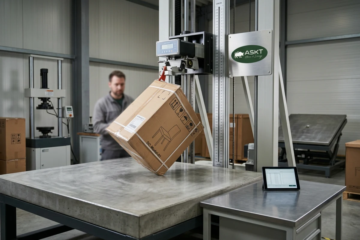 Industrial dining chair drop test procedure for furniture transit safety
