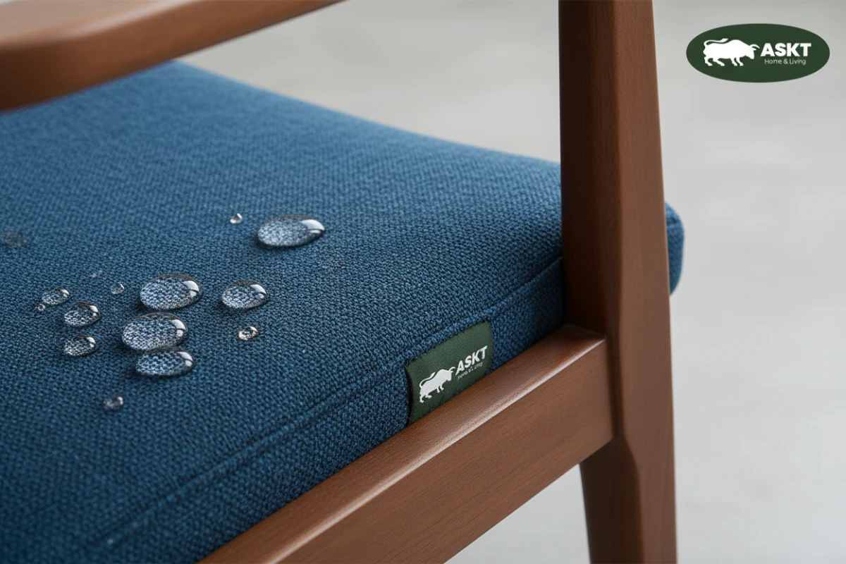 Waterproof and stain resistant upholstery fabric for contract grade dining chairs