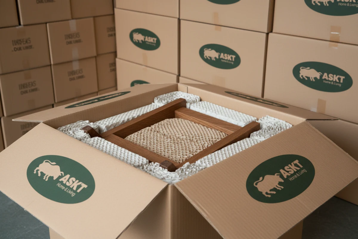Eco friendly packaging with honeycomb paper protection for KD contract grade dining chairs