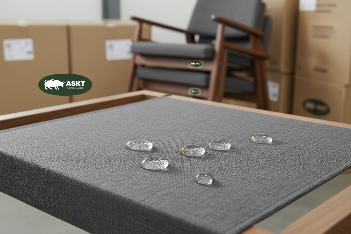 Water-resistant performance fabric on a commercial chair produced by a hospitality seating supplier China.
