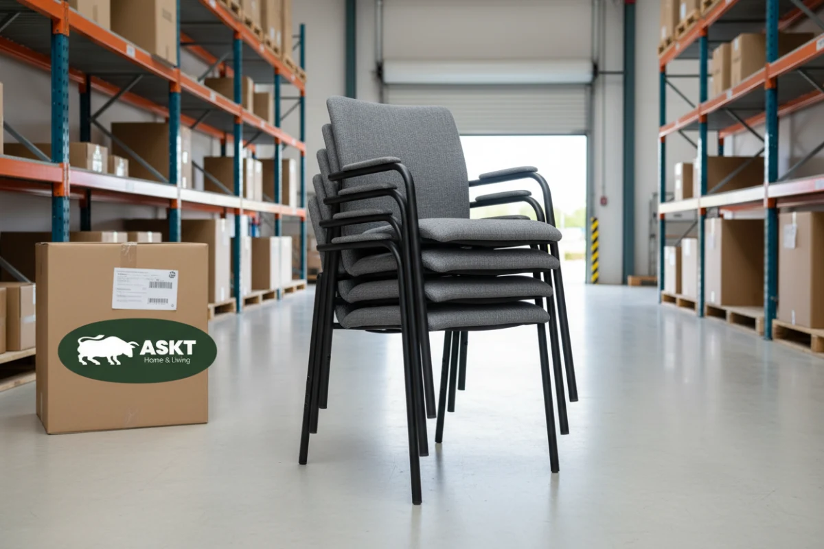 High-quality stackable commercial dining chairs nested together efficiently to maximize storage space.