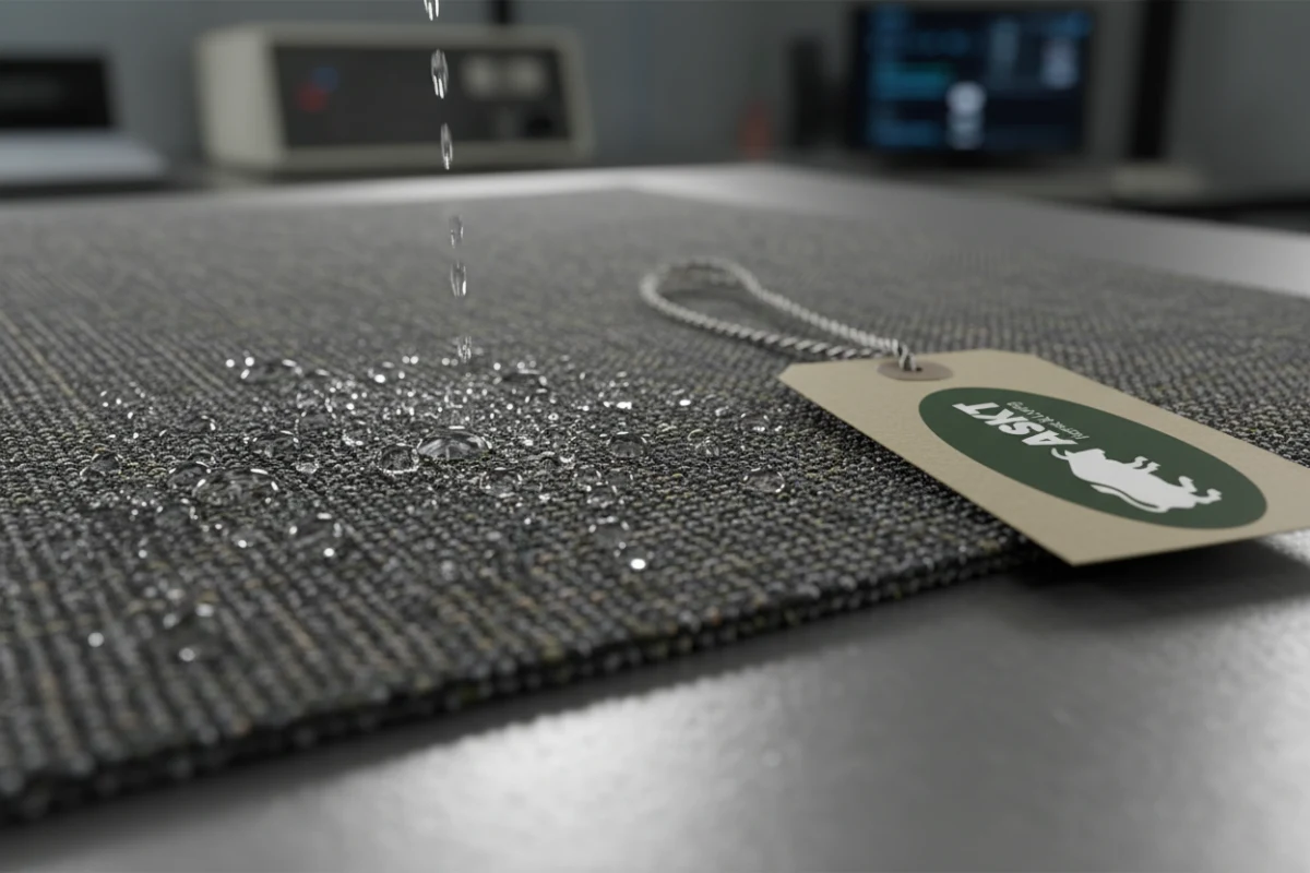 A close-up of high-performance easy-clean fabric exhibiting stain and water resistance for bulk restaurant chairs.