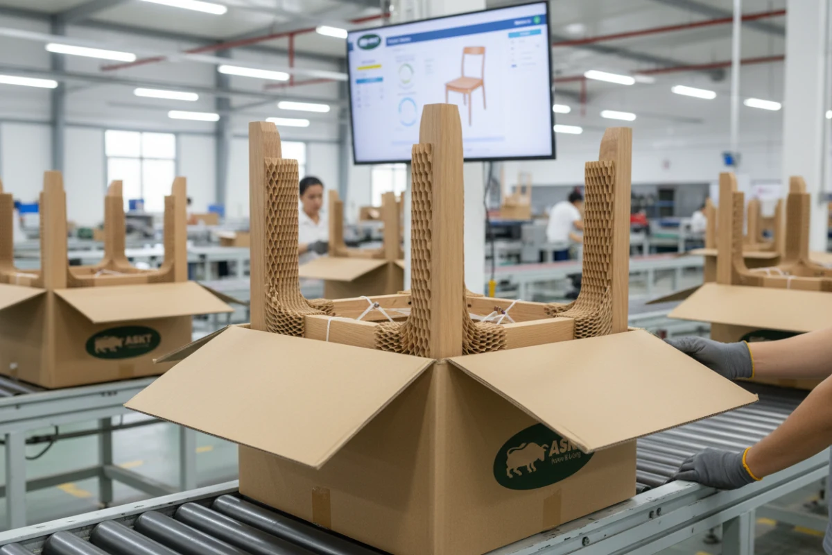 Eco-friendly honeycomb cardboard packaging for KD dining chairs