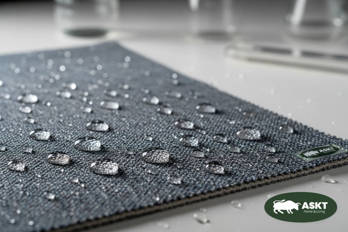 Waterproof and stain-resistant ASKT-Tex upholstery fabric designed for senior living environments.
