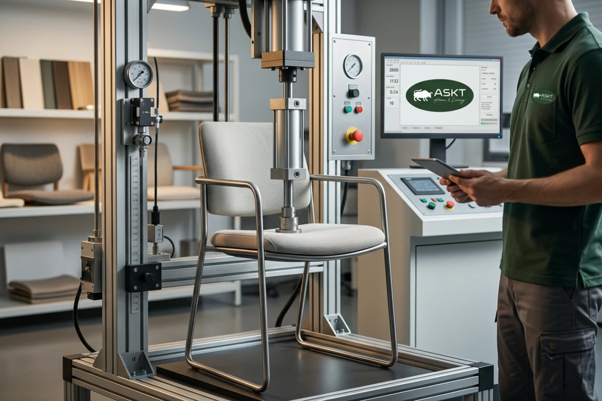 Structural durability and load testing on an OEM metal frame dining chair