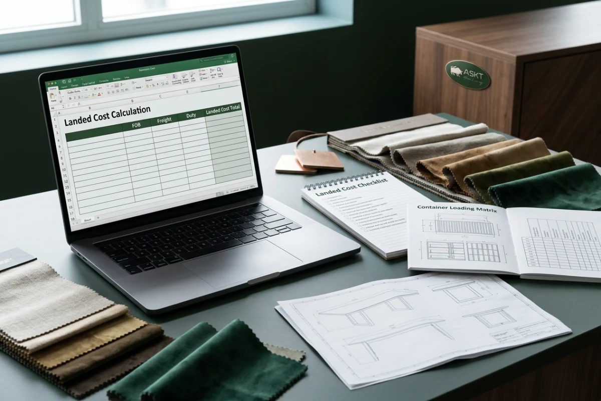 Furniture buyer landed cost calculation spreadsheet and pre-shipment checklist
