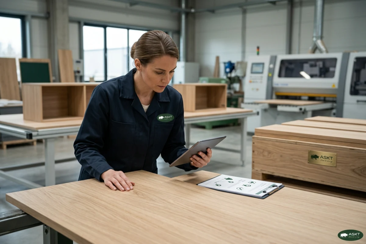 Timber compliance furniture procurement verification and material inspection at factory level