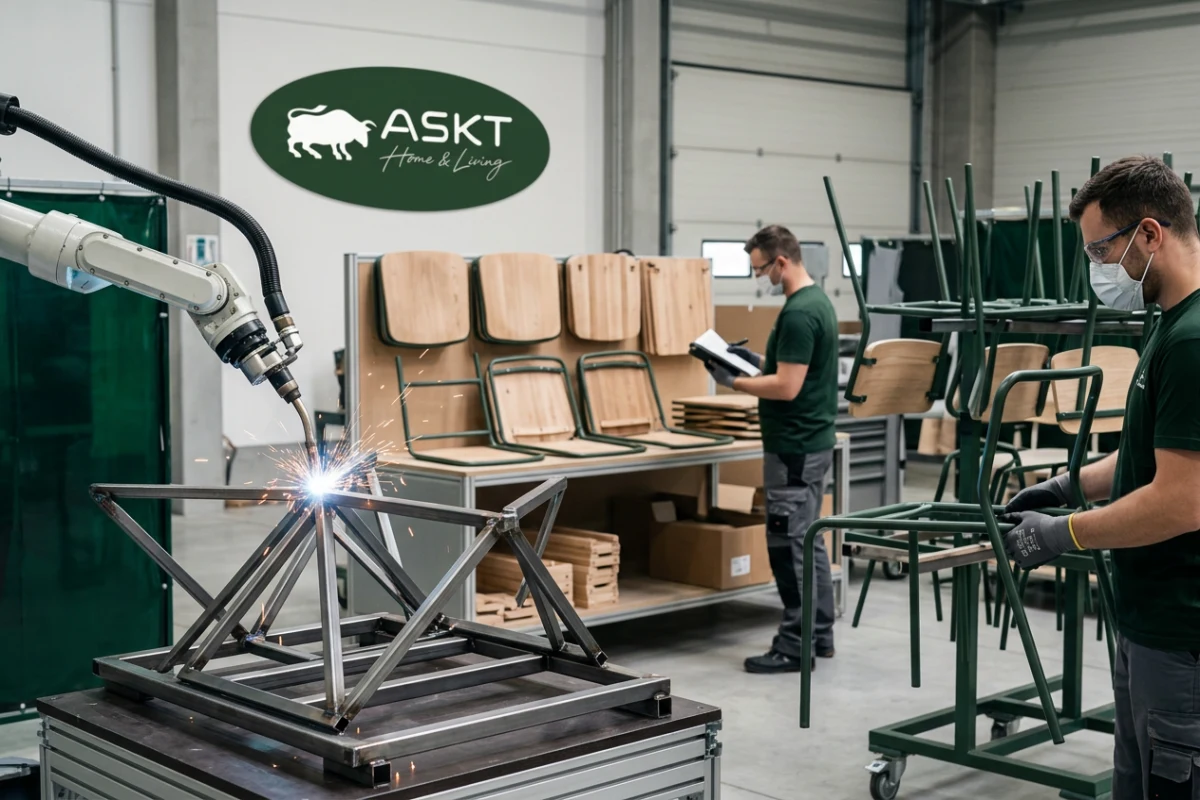 Metal frame dining chairs wholesale manufacturing with powder-coated finish.