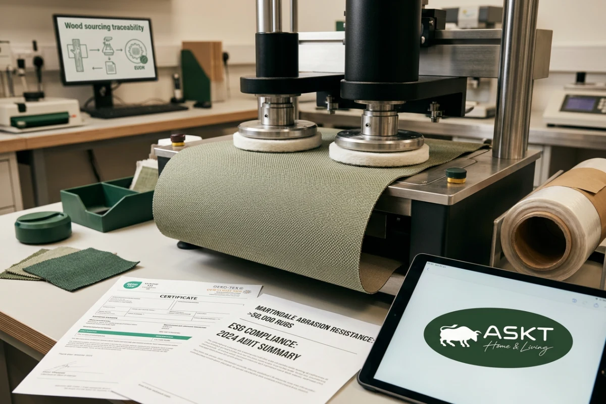 OEKO-TEX certified dining chair fabric tested for abrasion and eco-friendly standards