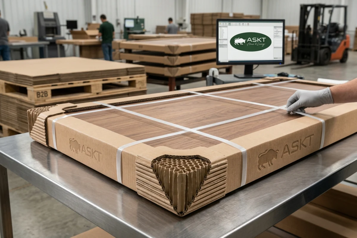 Multi-layer honeycomb corner and edge protection on dining table slab