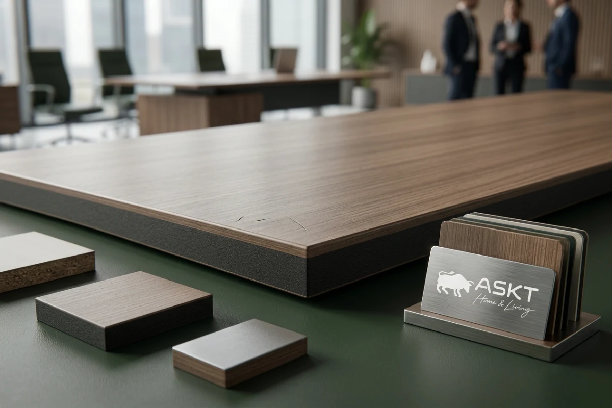 Detailed view of high pressure laminate scratch resistance and wear layer texture