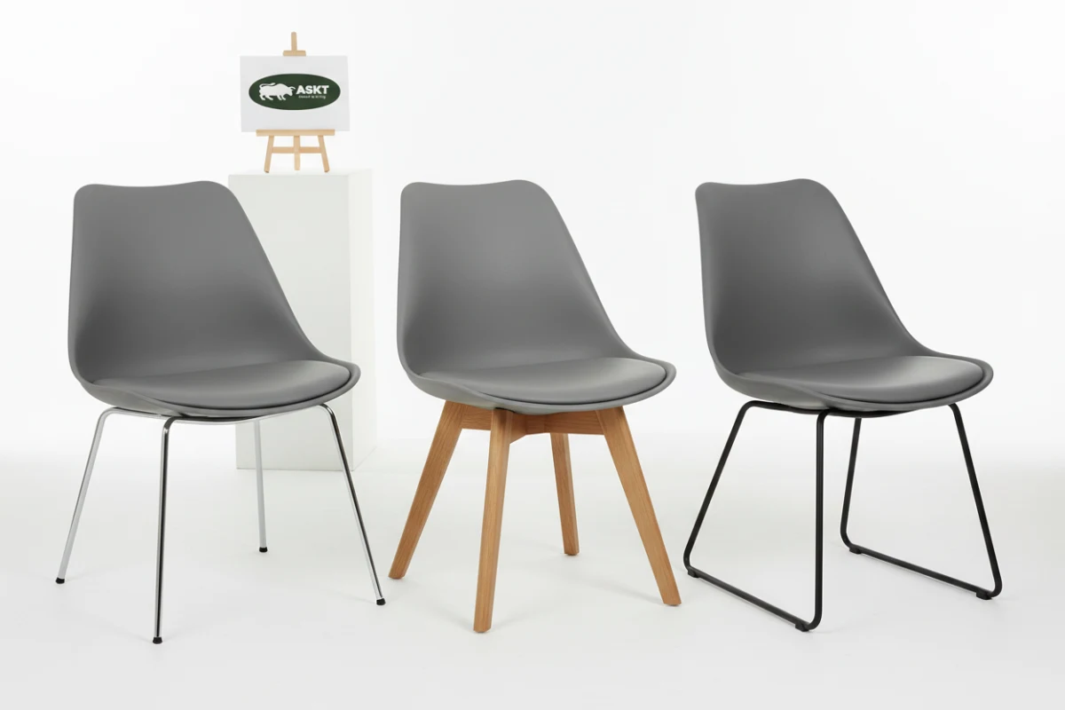 Technical drawing of the KINEXA modular system with interchangeable seat shells and chair bases