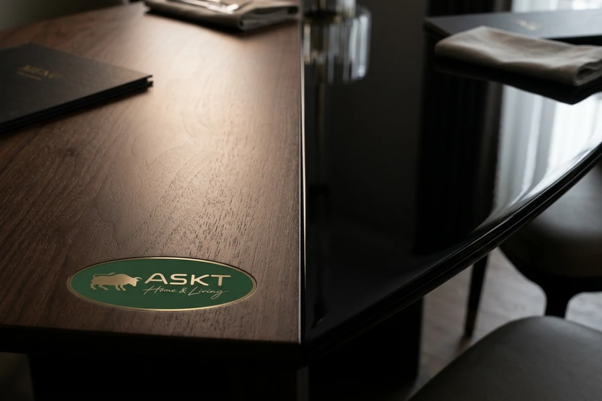 Detailed comparison of surface reflection and texture between matte and glossy dining table finishes.