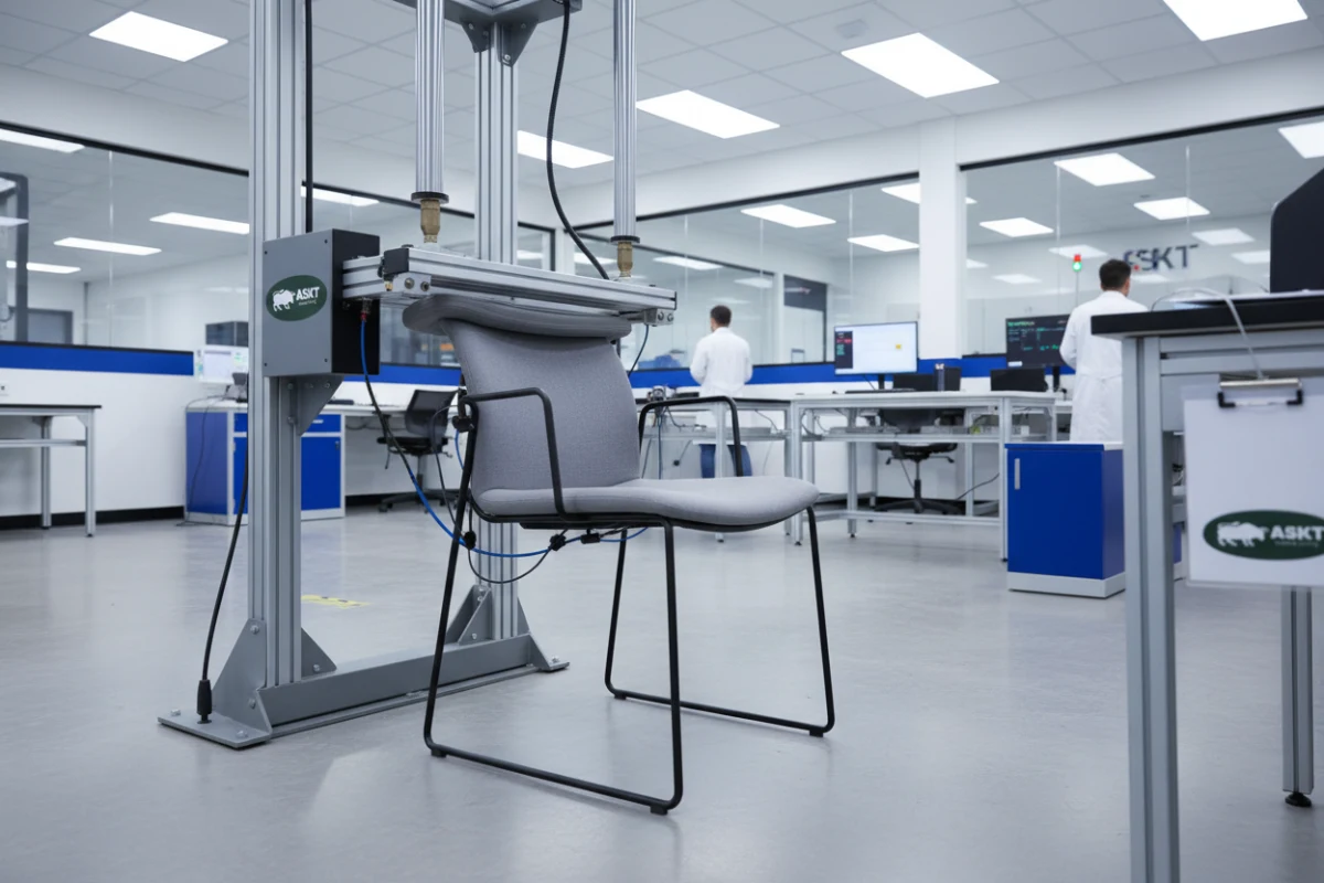 Mechanized durability and structural load testing on a dining chair