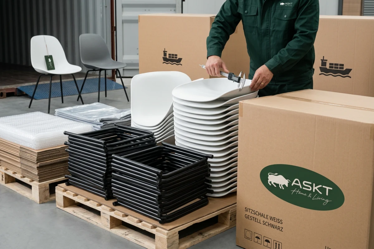 Modular dining chair assembly and quality inspection for German furniture retail sourcing