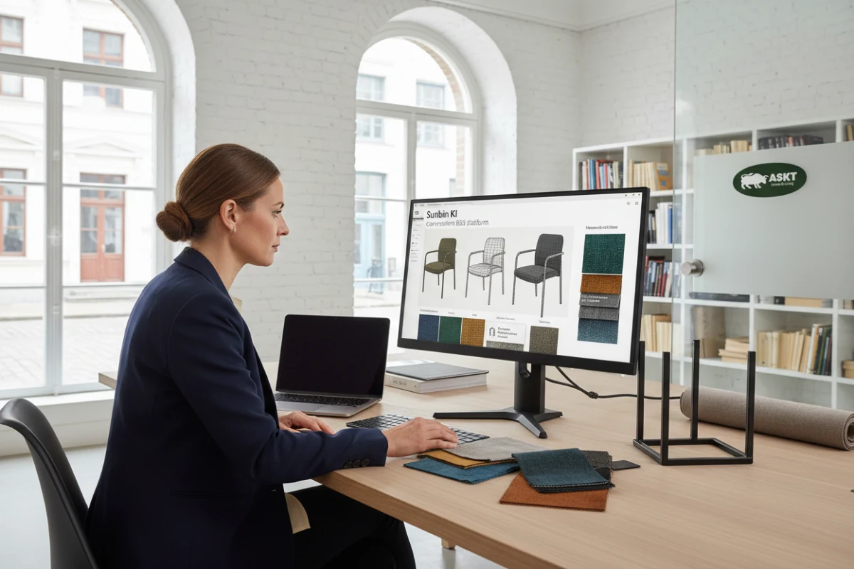 Sunbin KI platform and KINEXA modular dining chair configuration on screen