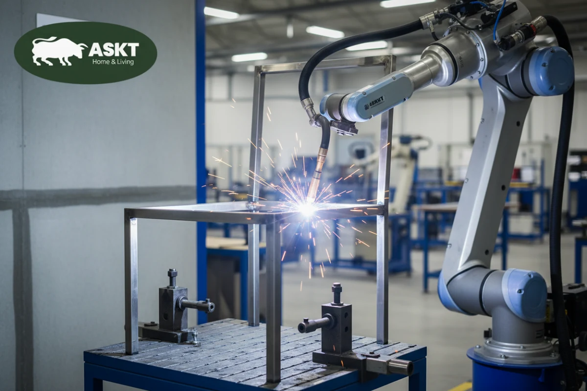 Automatic welding robot for dining chair frame manufacturing