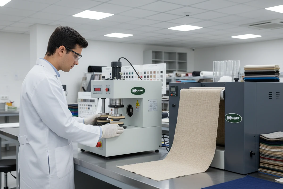 Testing processes at a dining chair fabric manufacturer China