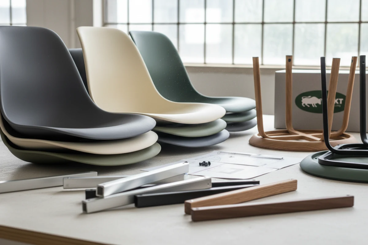 Standardised modular seating components from a professional dining chair supplier China to optimize container loading.