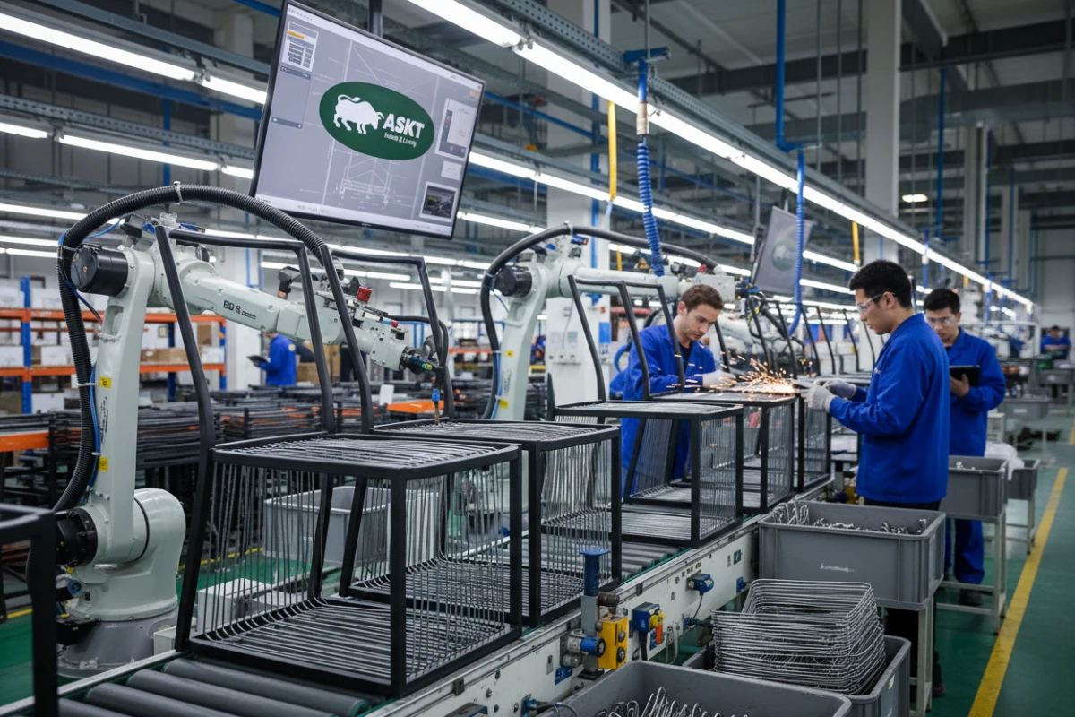 Precision assembly workstation in a dining chair factory