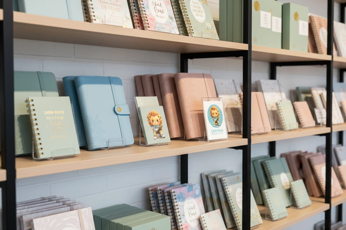 Boutique retail shelf displaying beautifully arranged collections of faith-based gifts and Bible accessories.