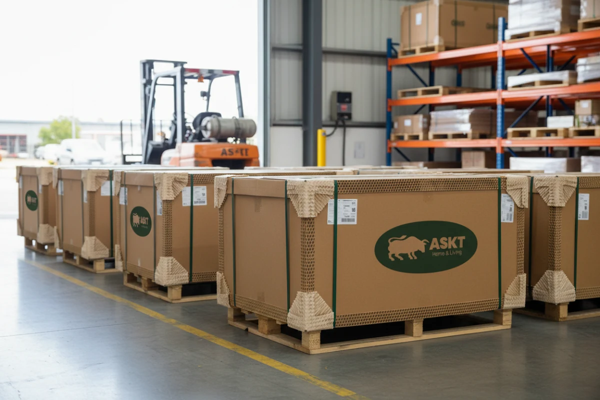 Secure eco-friendly cardboard packaging for knock-down dining tables