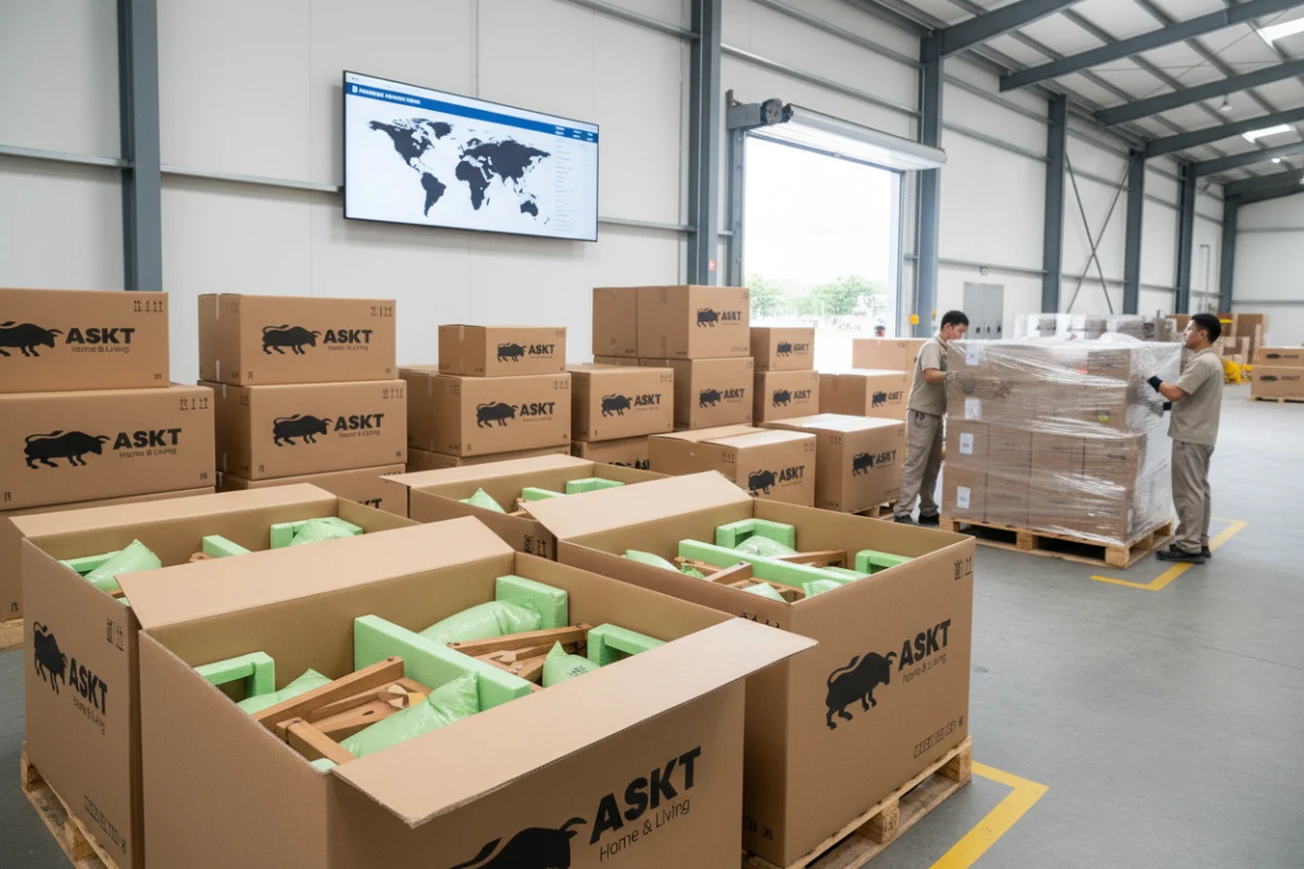 KD-Verpackungsoptimierung und Frachteffizienz beim B2B Möbel Sourcing